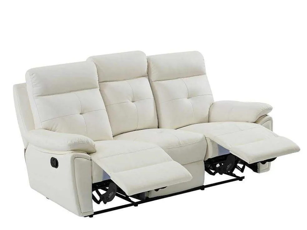 3- + 2-Zits-Relaxbank Van Wit Leer Vineta