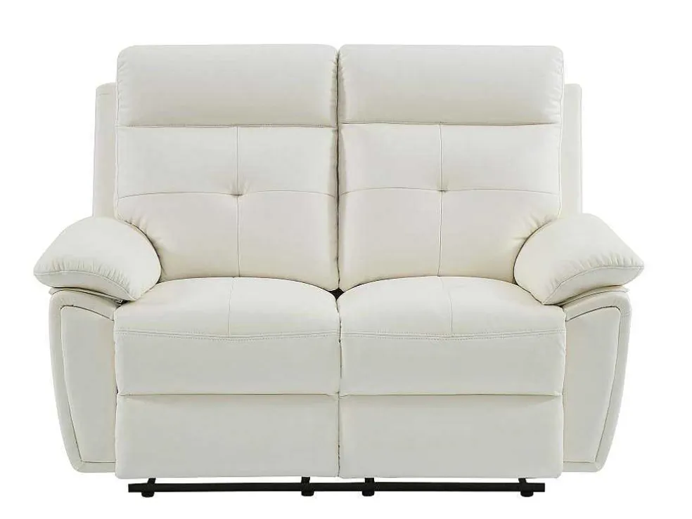 3- + 2-Zits-Relaxbank Van Wit Leer Vineta