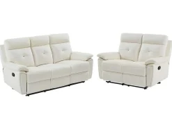 3- + 2-Zits-Relaxbank Van Wit Leer Vineta