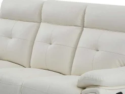 3- + 2-Zits-Relaxbank Van Wit Leer Vineta