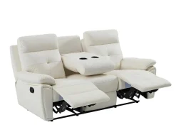 3- + 2-Zits-Relaxbank Van Wit Leer Vineta