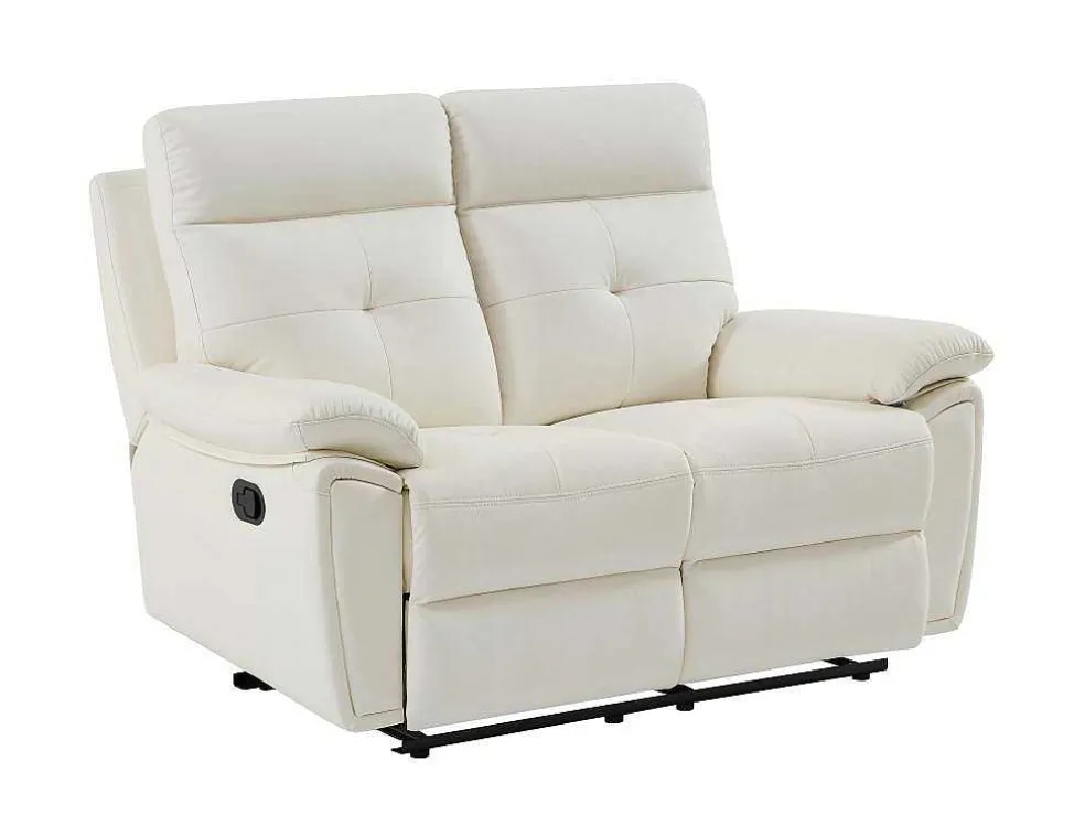 3- + 2-Zits-Relaxbank Van Wit Leer Vineta