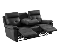 3- + 2-Zits-Relaxbank Van Zwart Leer Vineta