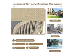 114 Cm Hangstoel In Pe Rotan - 2 Plaatsen - 11 Cm Gecapitonneerd Zitkussen - Beige + Grijs