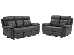 3- En 2-Zits-Relaxbank Van Grijs Leer Vineta