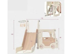 3 In 1 Glijbaan - Met Trap, Basketbalring - Autovorm - Roze