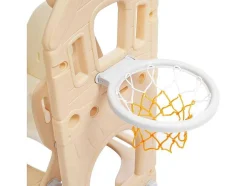 5 In 1 Glijbaan - Met Trap, Schommel, Opbergruimte, Basketbalring - Lichtgeel