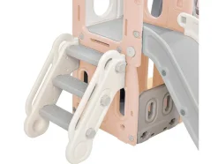 5 In 1 Glijbaan - Met Trap, Schommel, Opbergruimte, Basketbalring - Roze
