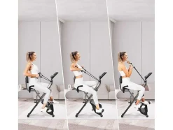 3 In 1 Opvouwbare Hometrainer, Magnetische X-Bike Ligfiets Fitness Bike Met 8-Level Verstelbare Weerstand Voor Home Gym Workout