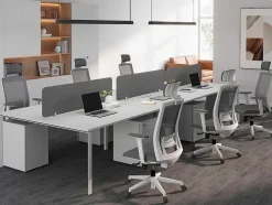 6 Persoons Bureau Bank - Wit - L140 Cm - Met Tussenschotten - Downtown