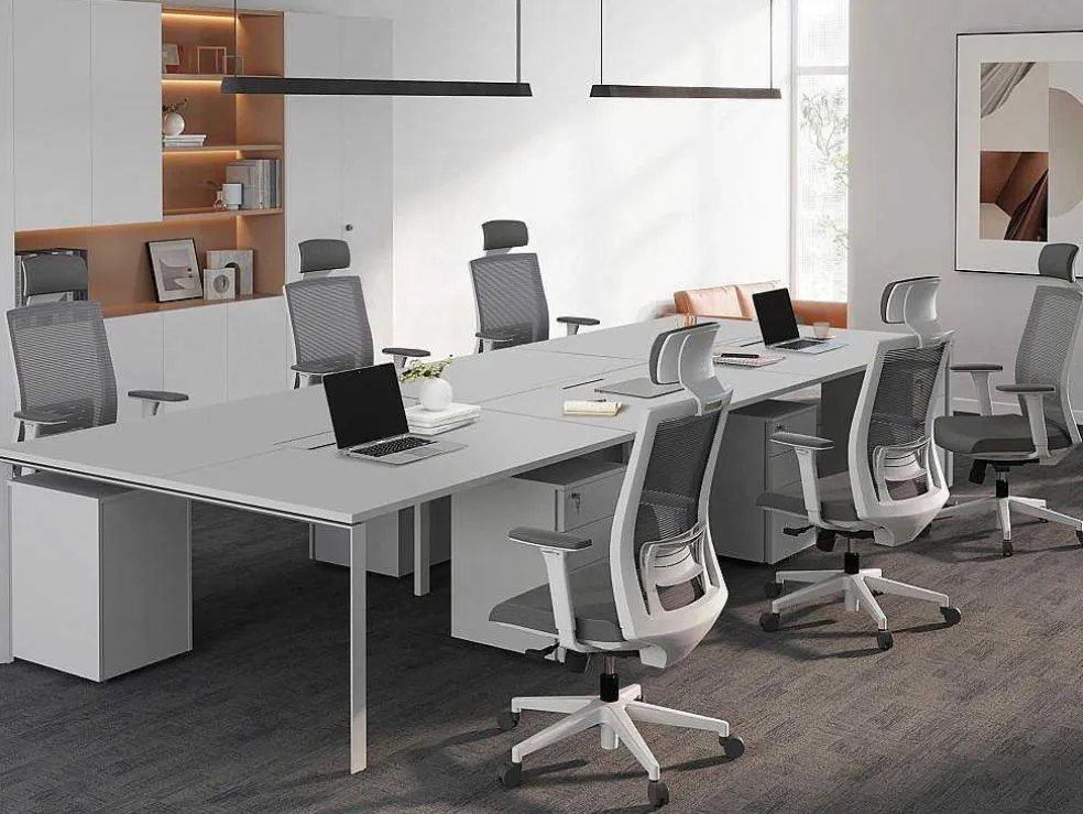 6 Persoons Bureau Bank - Wit - L120 Cm - Downtown