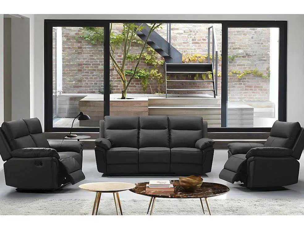 3+2 Zits Relaxbank En -Fauteuil Van Buffelleer Pakita - Zwart