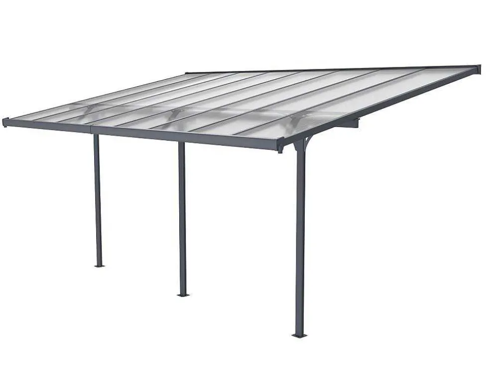 Aanleunende Pergola In Aluminium 15,1M Antraciet Alvaro - L497Xd305Xh240/285 Cm
