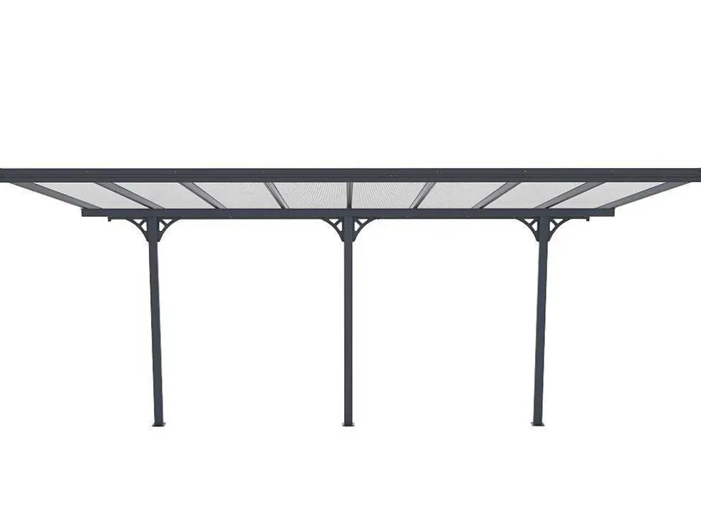 Aanleunende Pergola In Aluminium 15,1M Antraciet Alvaro - L497Xd305Xh240/285 Cm