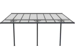 Aanleunende Pergola In Aluminium 15,1M Antraciet Alvaro - L497Xd305Xh240/285 Cm