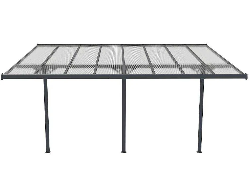 Aanleunende Pergola In Aluminium 15,1M Antraciet Alvaro - L497Xd305Xh240/285 Cm