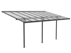 Aanleunende Pergola In Aluminium 15,1M Antraciet Alvaro - L497Xd305Xh240/285 Cm