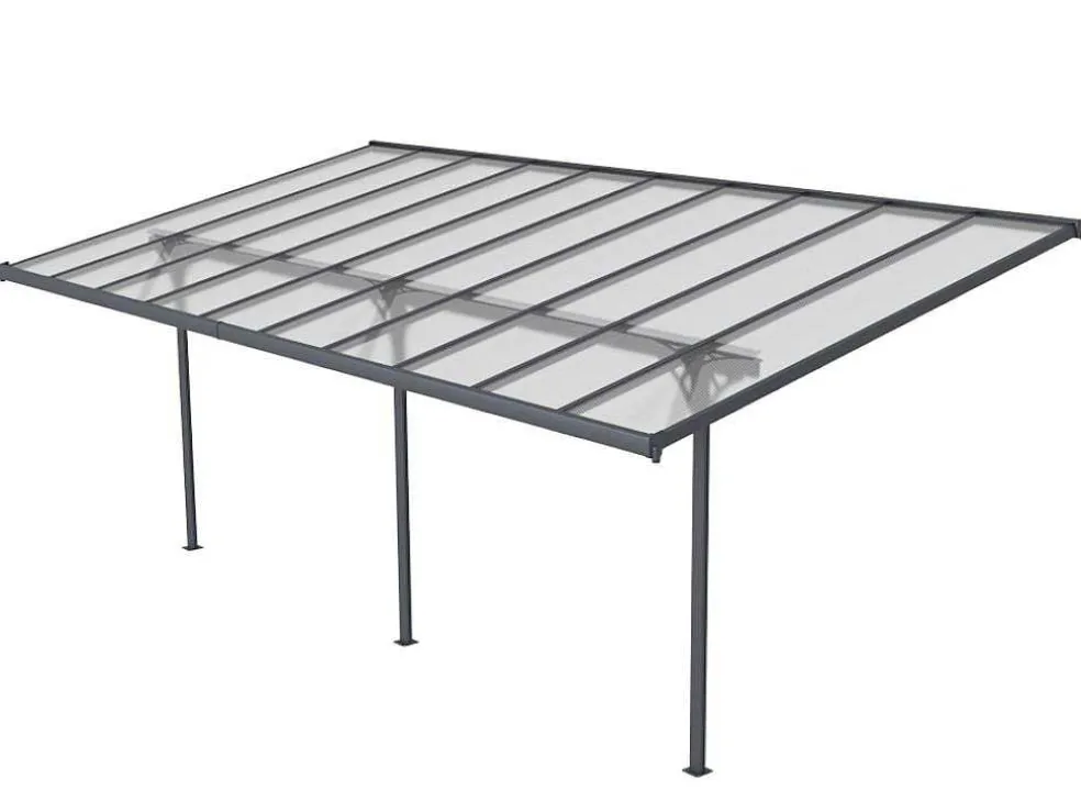 Aanleunende Pergola In Aluminium 18,8M Antraciet Alvaro - L618Xd305Xh240/285 Cm
