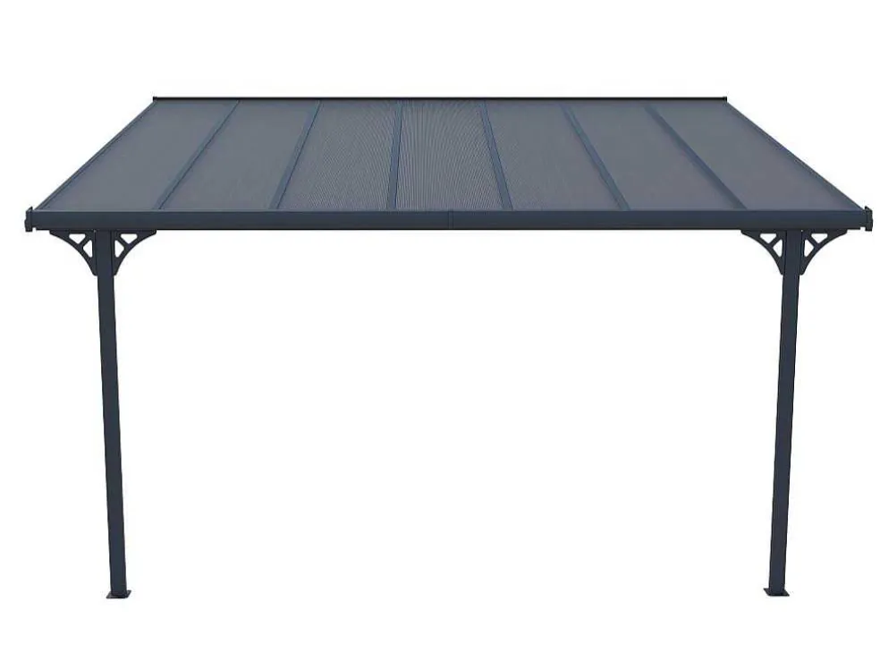 Aanleunende Pergola In Aluminium 13,2M Antraciet Alvaro - L436Xd305Xh240/285 Cm