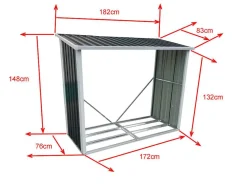 Afdak Voor Hout Van Gegalvaniseerd Staal 2,23 M3, L182 X D83 X H148 Cm - Derwood