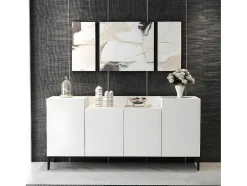 Annalisa Multifunctioneel Kabinet, Wit, Zwart, 160X42X75 Cm, Epikasa