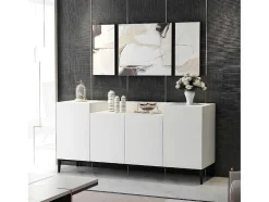 Annalisa Multifunctioneel Kabinet, Wit, Zwart, 160X42X75 Cm, Epikasa