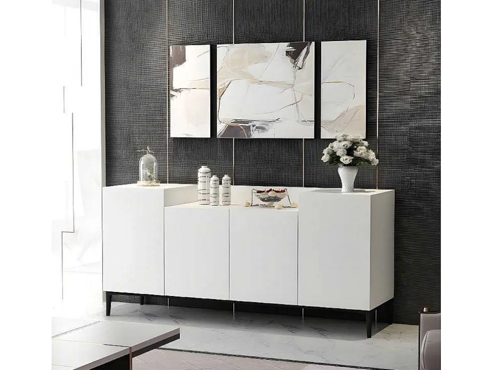 Annalisa Multifunctioneel Kabinet, Wit, Zwart, 160X42X75 Cm, Epikasa