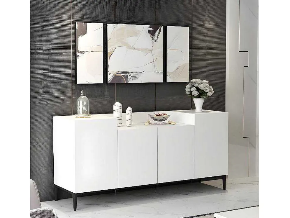 Annalisa Multifunctioneel Kabinet, Wit, Zwart, 160X42X75 Cm, Epikasa