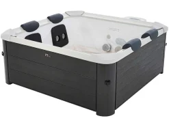 Antracietgrijze Halfharde Spa Met 6 Plaatsen Met Ledverlichting En Accessoires - 128 Stralen - L160 X B160 X H65 Cm - Napuka Van Mspa