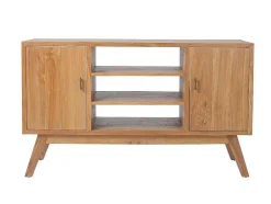 Badkamermeubel In Teakhout Met Dubbele Wastafel En Spiegel - 135 Cm - Gianyar