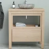 Badkamermeubel Met Wastafel Van Steen - Eiken Fineer - 80 Cm - Cosmoti