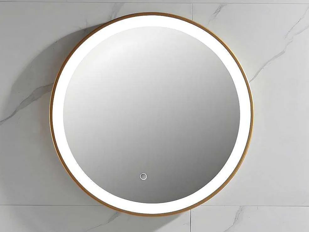 Badkamerspiegel Rond Met Led-Verlichting Numea - L60 X H60 Cm - Goudkleurig
