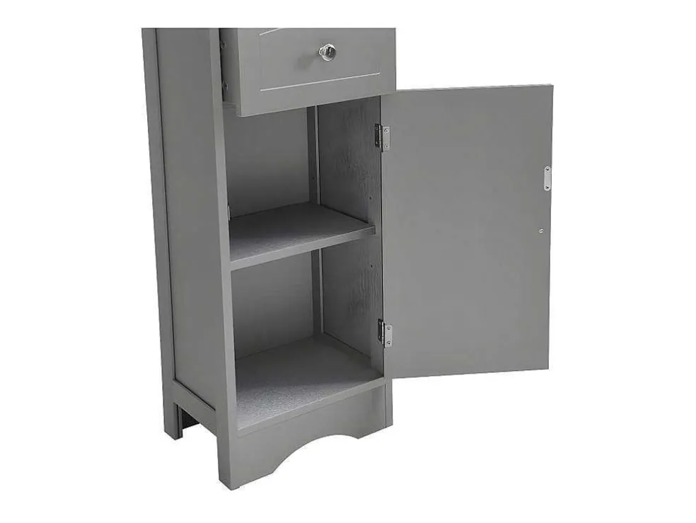 Badkamerzuil - H 170 Cm - Met 1 Lade En Verstelbare Planken - Grijs