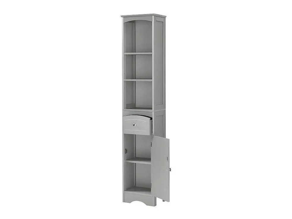 Badkamerzuil - H 170 Cm - Met 1 Lade En Verstelbare Planken - Grijs