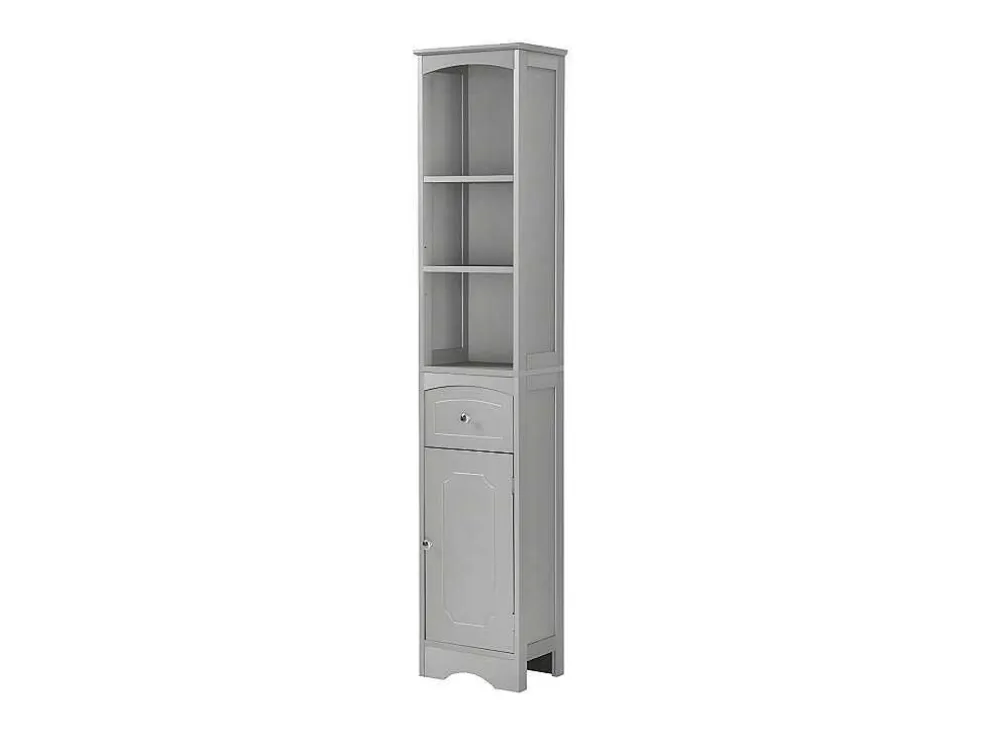 Badkamerzuil - H 170 Cm - Met 1 Lade En Verstelbare Planken - Grijs
