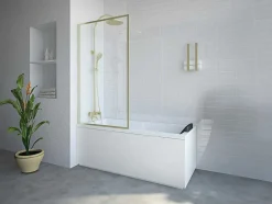 Badscherm Goudkleurig Industriele Stijl 80 X 140 Cm Gehard Glas Bradenton