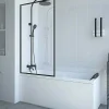 Badscherm In Industriele Stijl Zwart Mat - 80 X 140 Cm - Gehard Glas - Bradenton