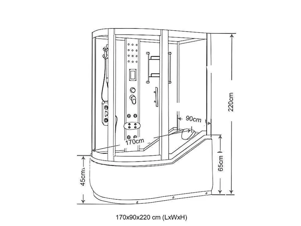 Baignoire-Douche Hydromassagehoek Chromotherapie 170 X 90 Cm - Raven