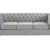 Bankstel Chesterfield - Fluweel - Lichtgrijs