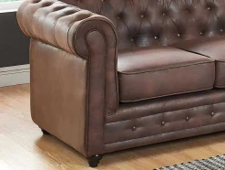 Bankstel En Fauteuil Chesterfield Van Microvezel Met Vintage Look