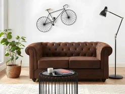 Bankstel En Fauteuil Chesterfield Van Microvezel Met Vintage Look