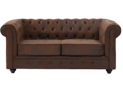 Bankstel En Fauteuil Chesterfield Van Microvezel Met Vintage Look