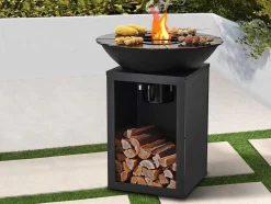 Barbecue Plancha Brasero Op Houtskool Met Opbergruimte 80 X 80 X 96 Cm, Zwart - Ignos