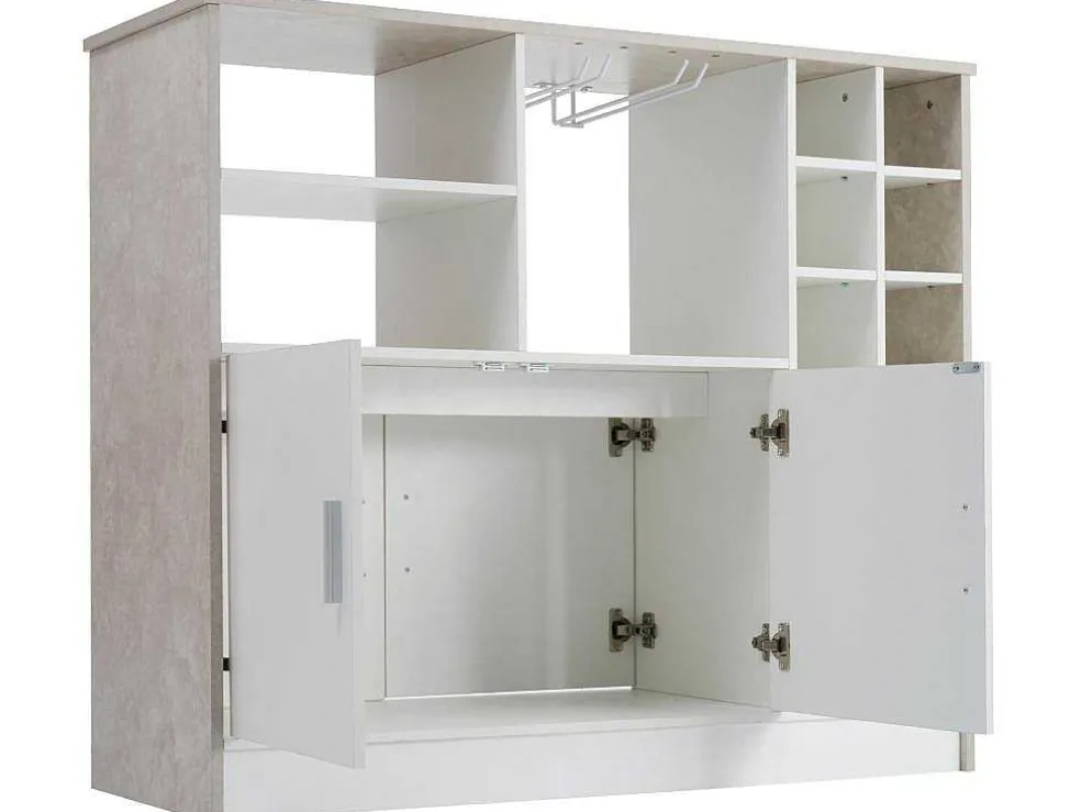 Barmeubel, Laag Dressoir Met Opbergruimte - Mdf - Eigentijdse Stijl - Kleuren: Grijs En Wit