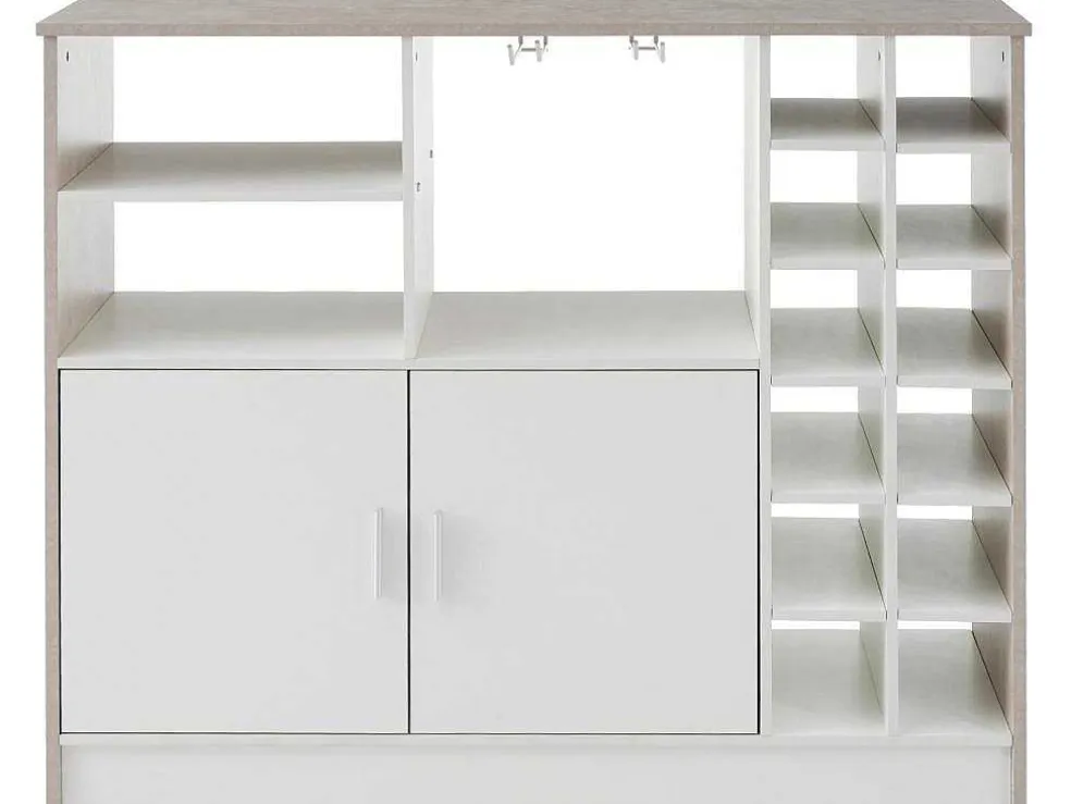 Barmeubel, Laag Dressoir Met Opbergruimte - Mdf - Eigentijdse Stijl - Kleuren: Grijs En Wit