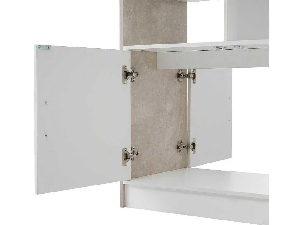 Barmeubel, Laag Dressoir Met Opbergruimte - Mdf - Eigentijdse Stijl - Kleuren: Grijs En Wit