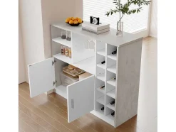 Barmeubel, Laag Dressoir Met Opbergruimte - Mdf - Eigentijdse Stijl - Kleuren: Grijs En Wit