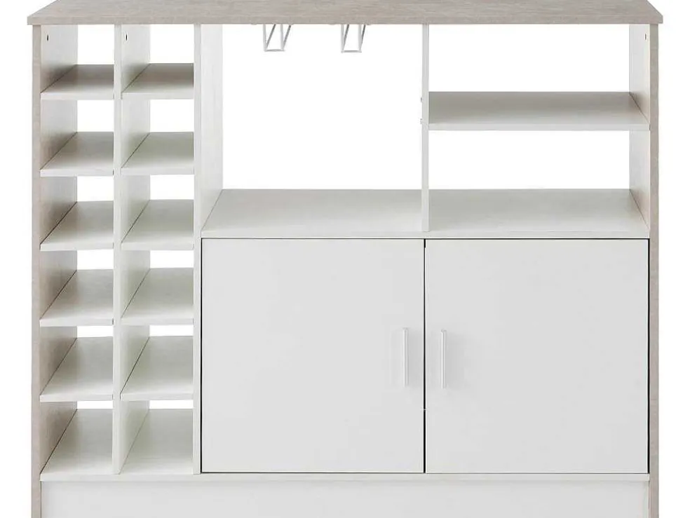 Barmeubel, Laag Dressoir Met Opbergruimte - Mdf - Eigentijdse Stijl - Kleuren: Grijs En Wit