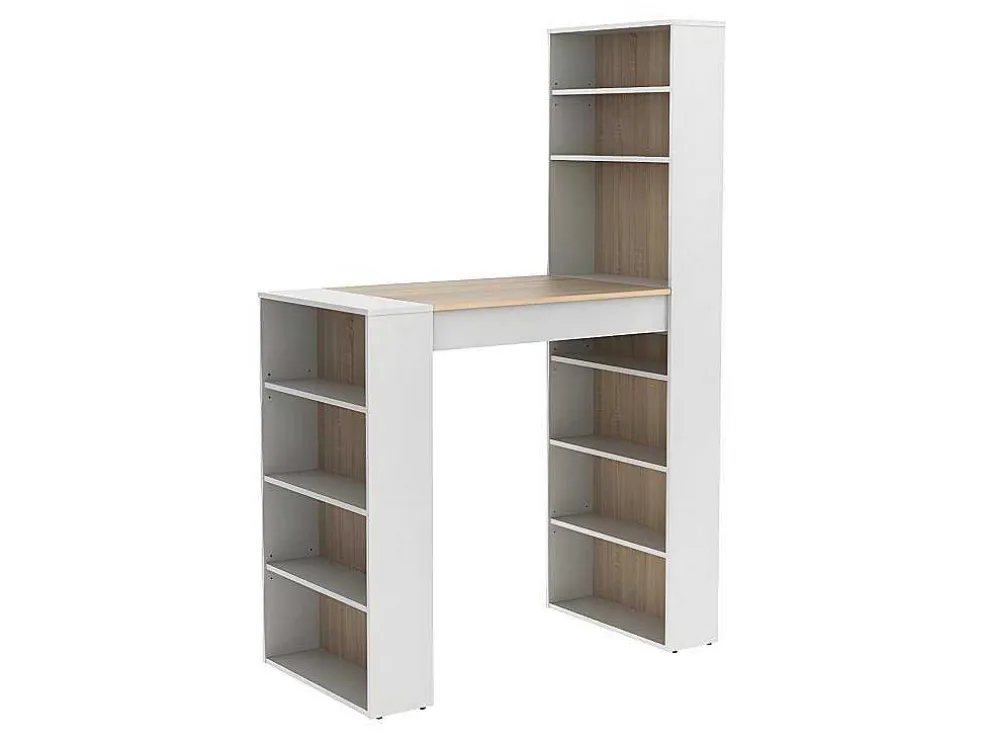 Barmeubel Met Opbergruimtes - Mdf - Naturel En Wit - Skarn