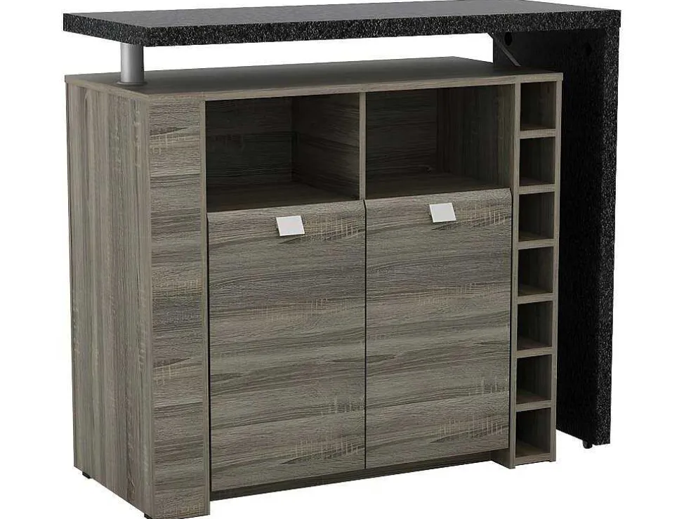 Barmeubel Meteorite - 2 Deuren & 2 Nissen - Mdf Blad Met Granieteffect
